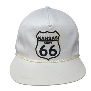 Kansas Route 66 Slideback 5 Panel Cap White One Size Adjustable Rope Firethorn